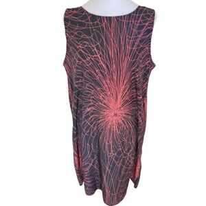 Halogen Women's Unique Sleeveless Shift Dress Gray w Pink Fireworks, sz Large